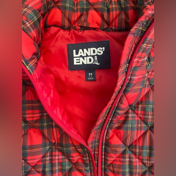 Lands' End Women's Quilted  Puffer Vest Plaid, Full Zip, Pockets, Size XS - Picture 8 of 10